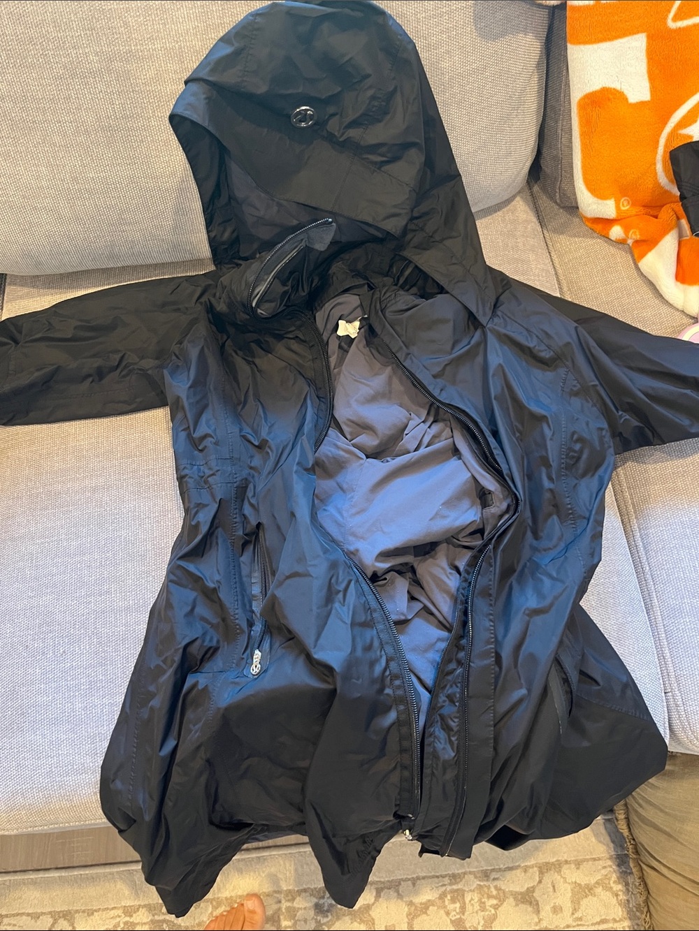 lululemon athletica Black Hooded Trench Coat